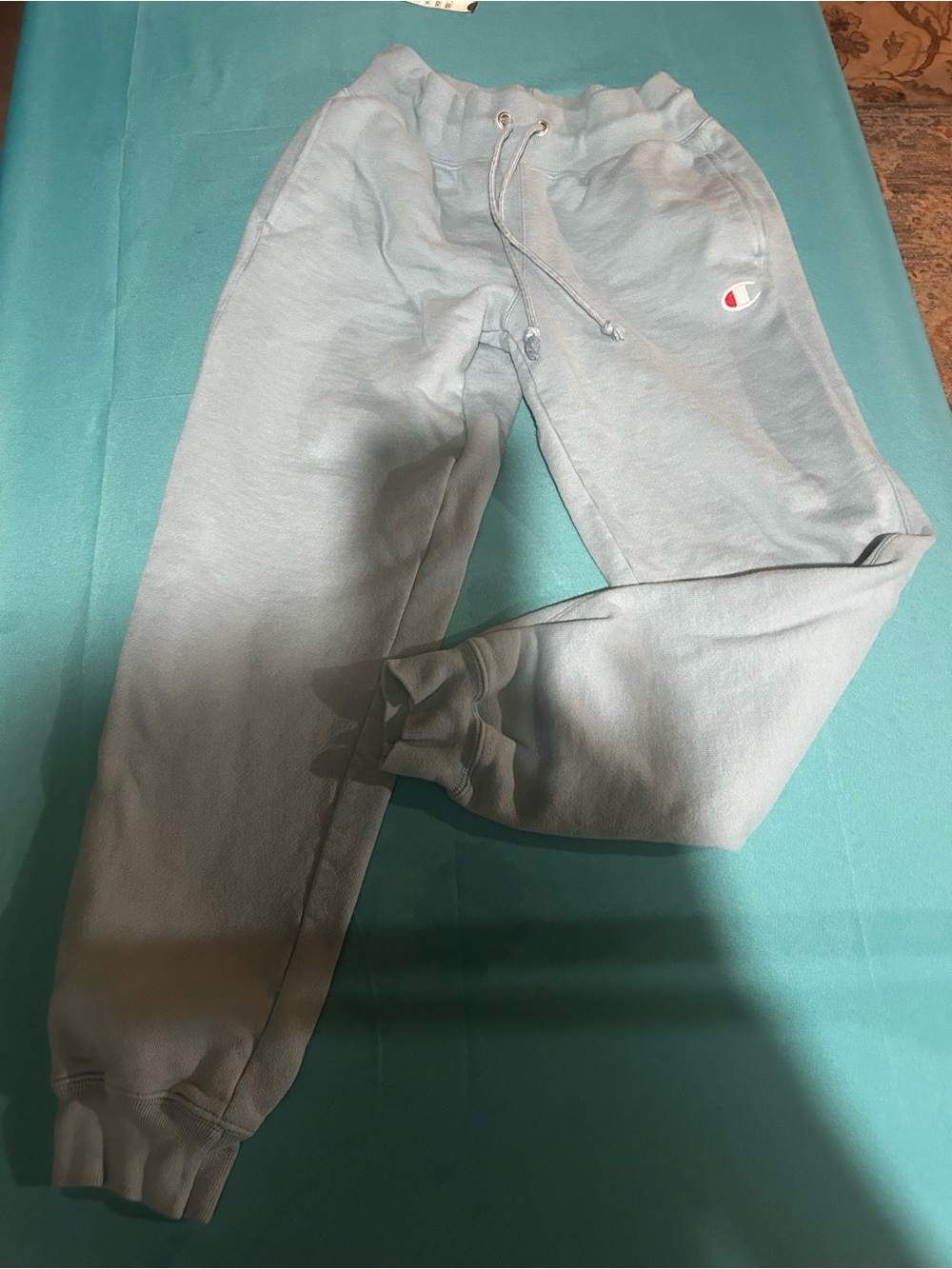 Champion Pale Blue Jogger Sweatpants with Logo